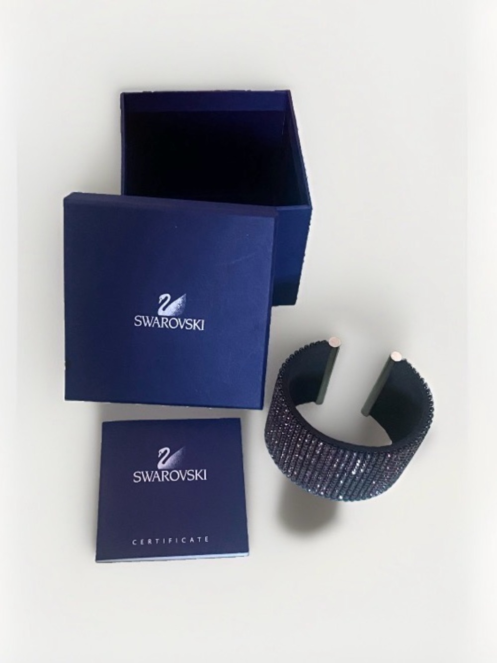 Swarovski Black w pink Crystal Pave Open Cuff Bracelet- brand New- never worn!